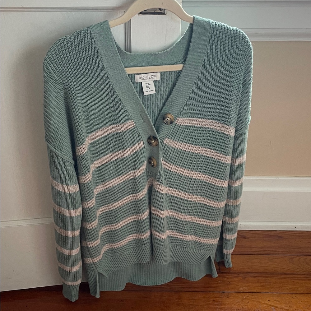 Rachel Zoe Mint and Cream Striped Cardigan
